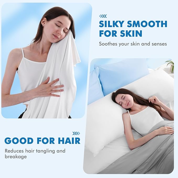 Avolare Cooling Pillow Cases, Arc-Chill Q-max>0.5 Body Pillowcases for Hair Skin and Hot Sleepers, Soft Silky 20" x 54" Summer Long Pillow Cover with Zipper 1 Pack - White