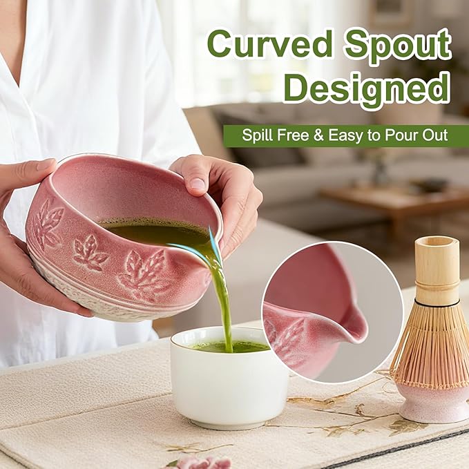 Matcha Whisk Set, 8PCS Matcha Set-20OZ Matcha Bowl With Spout, Matcha Whisk and Holder,Ideal Gift for Christmas, Birthday