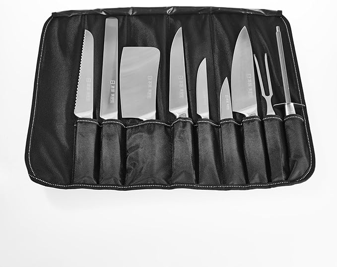Ross Henery Professional Japanese Chef’s Knife Set | 9 Piece Hand Sharpened Stainless Steel Knives | Kitchen Set & Canvas Case