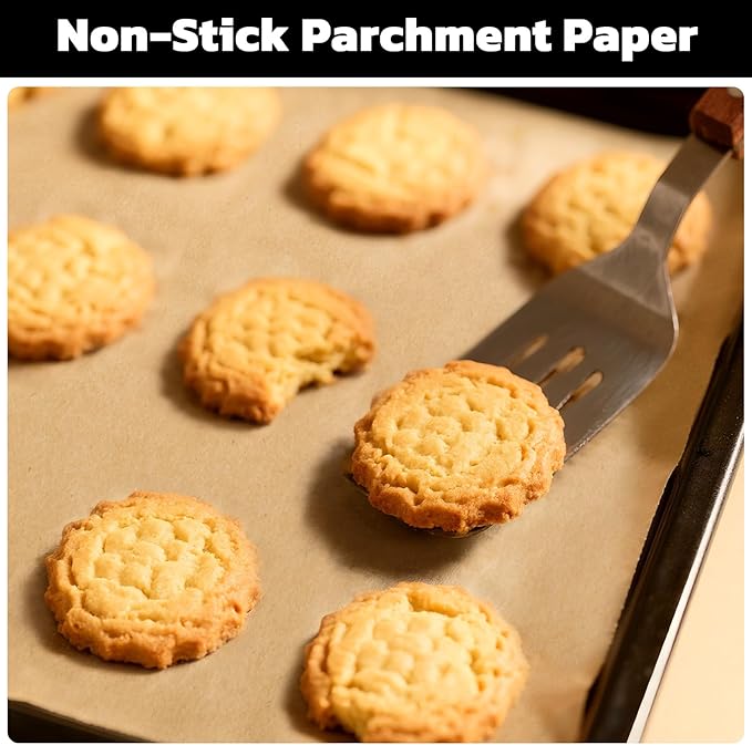 Beasea Parchment Paper Sheets for Baking, 200pcs 12x16 Inch Unbleached Precut Nonstick Heavy Duty Natural Parchment Baking Paper Sheets for Air Fryer Cooking, Grilling, Frying and Steaming
