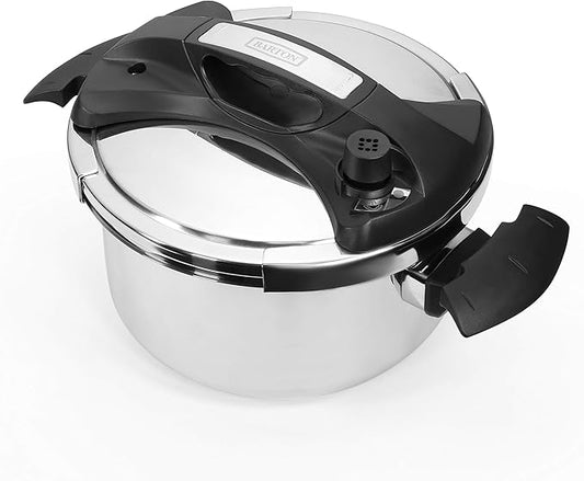 Barton 6 Quart Turbo Pressure Cooker Stovetop 18/8 Stainless Steel with Easy-Lock Lid (6QT) with Recipe Book