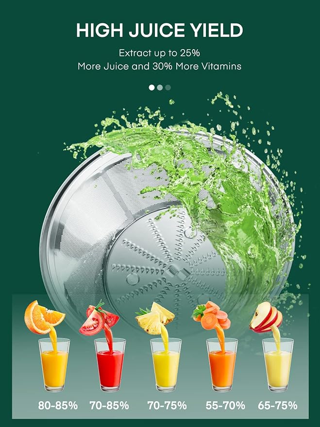 Juicer Machine, HOUSNAT Centrifugal Juicer 400 W Motor, 65MM Wide Chute for Whole Fruit and Vegetables, Juice Extractor with 3 Speeds, Upgraded Version Quick Juicing, Easy to Clean, BPA Free, Rot