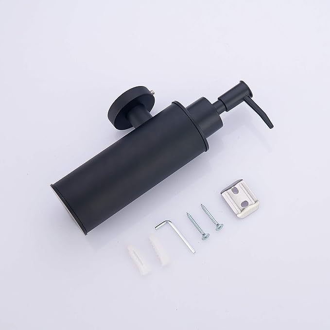 BGL Soap Dispenser Stainless Stee Black Round 304 Wall Mount Liquid and Soap Dispenser for Kitchen and Bathroom
