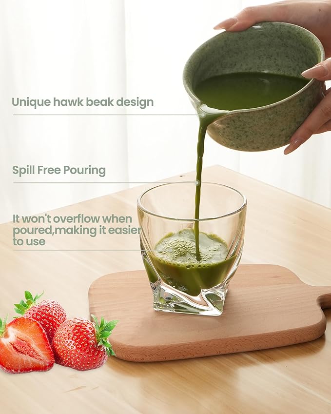 Matcha Whisk Set,7 Pcs Matcha Kit Includes 15oz Spouted Matcha Bowl,Bamboo Whisk,Scoop & Sifter for Matcha Lovers,Beginners,Birthday,Christmas(Matchat Green)
