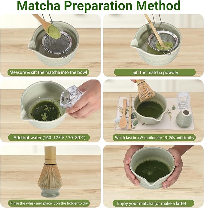 Matcha Whisk Set – 10 Pcs Matcha Set Whisk and Bowl – Ceremonial Matcha Kit, Matcha Starter Kit & Accessories – Japanese Matcha Set Gift for Tea Ceremony, Matcha Green Macha kit for Matcha Lovers