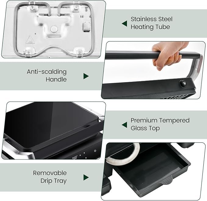 ARLIME 3 in 1 Panini Grill Press Sandwich Maker, 180 Degrees w/5 Auto Cooking Modes & LED Display, 1200W Electric Indoor Grill with Removable Plates & Drip Tray, Panini Press Grill for Breakfast