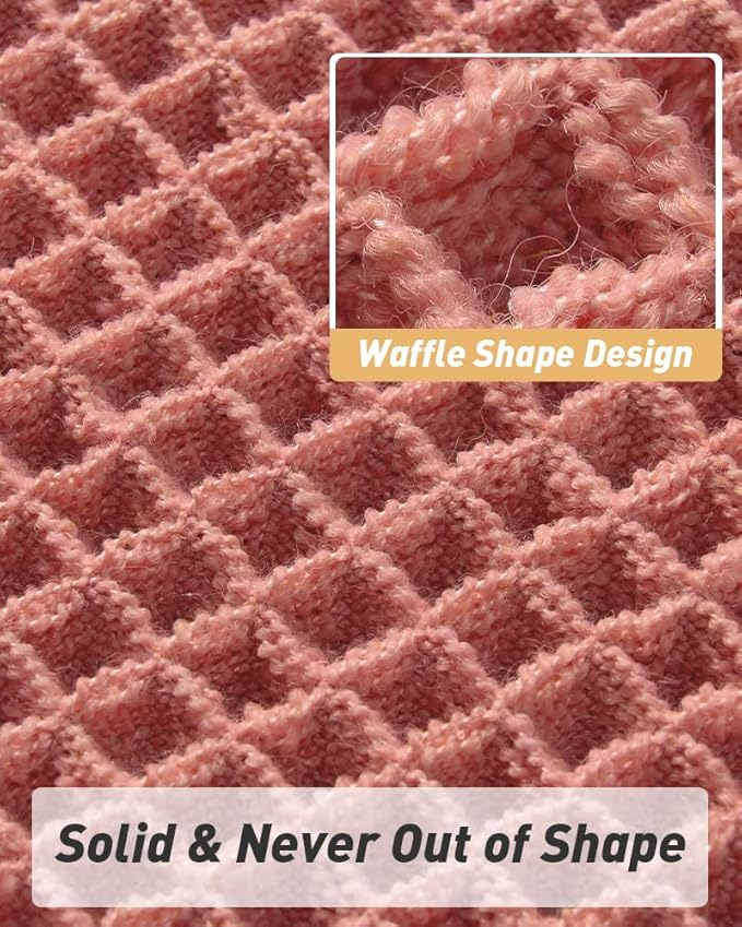 AMOAMI Upgraded Waffle Runner Rug Super Absorbent Non Slip Bath Mats for Bathroom Machine Washable Bathroom Runner Rug with Tassels, Ideal for Hallway Bedroom Laundry Room, 17" x 48", Coral