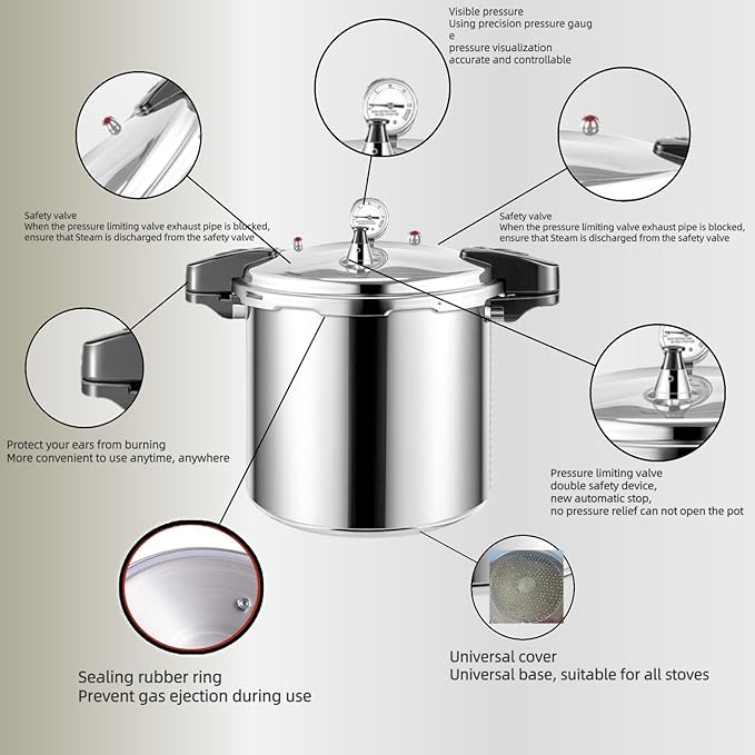 24 qt Pressure Canner with Gauge[14.5 PSI],with Canning Supplies 7 pc set,large pressure cooker for canning, its a great helper for both households and businesses used to make canned food