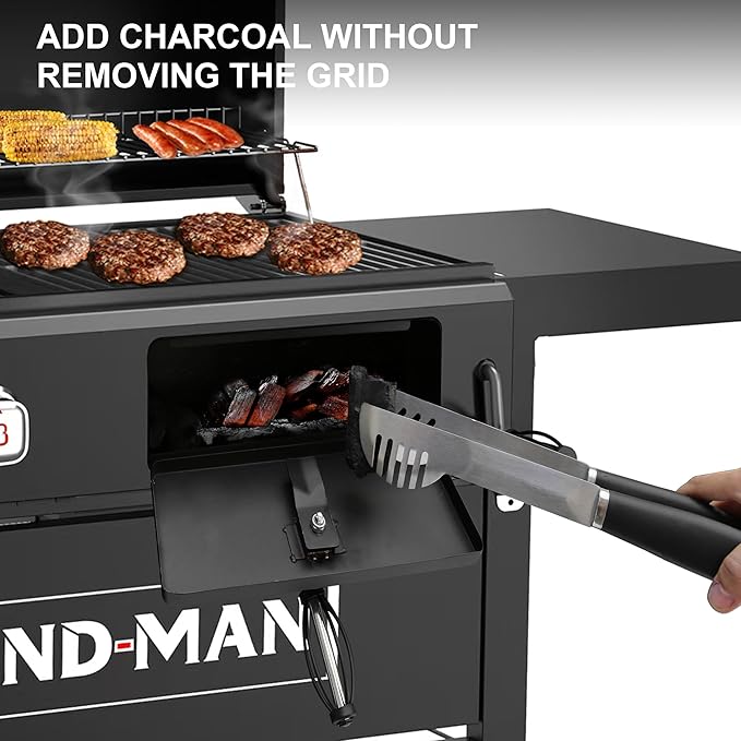 Brand-Man Propane Gas and Charcoal Grill Combo,Grill and Griddle Combo Dual Fuel BBQ Grill with Dual Lids for Outdoor Barbecue, Black