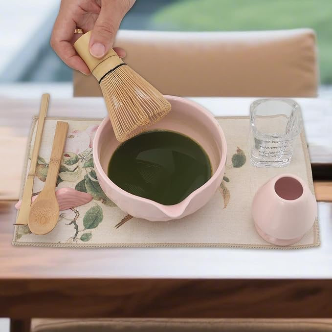 Matcha Whisk Set – 10 Pcs Matcha Kit with Sakura Pink Bowl and Whisk – Ceremonial Matcha Kit, Matcha Starter Kit & Accessories – Japanese Matcha Set Gift for Tea Ceremony and Matcha Lovers