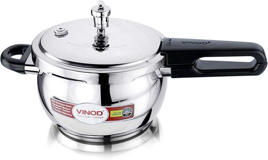 Vinod Pressure Cooker Stainless Steel – Glass Lid Handi Pot - 2.5 Liter – Indian Pressure Cooker – Stove Top Sandwich Bottom – Best Used For Indian Cooking, Soups, and Rice Recipes, Quinoa