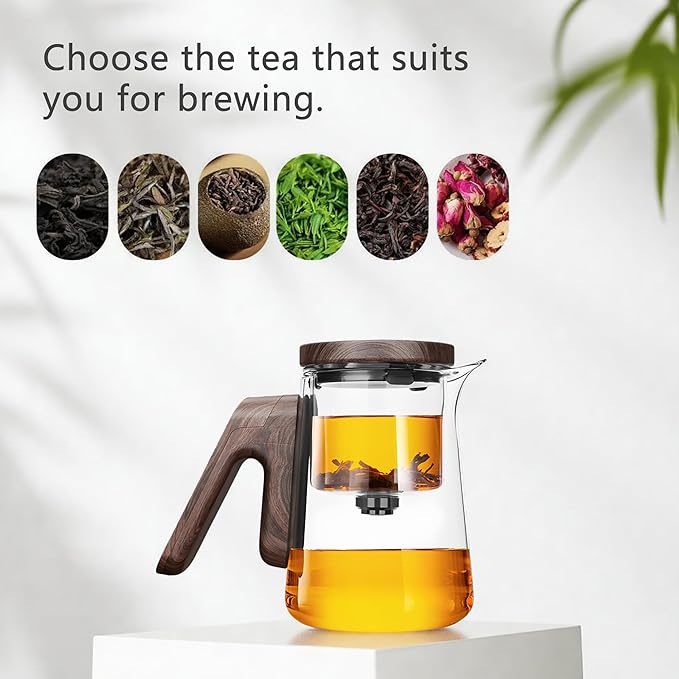 Small 25.4oz Enchanted Glass Teapot, YJX Magnetic Brewing Tea Pot Designed for Convenience, Witchcraft Magic with Strainer for Separation of Loose Tea and Water (750ml)