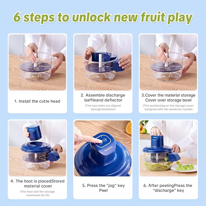 Kawu Electric Grape Peeling Machine, Portable Automatic Garlic Peeler Machine with 5 Blades, USB Rechargeable, Smart Fruit Machine Remover Tool for Small Fruits, Effortless Peeling for Home Kitchen