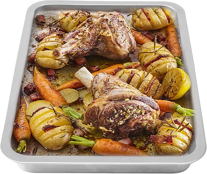 Grill Basket Set, 6-Piece Stainless Steel Large Grill Pans, 16.5" x 11" Pan, Outdoor Grill with Cooling Rack for Vegetables, Fish, Meat, Great Grilling Gifts for Men