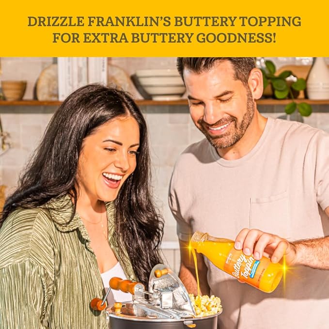 Franklin's Gourmet Popcorn - Movie Night Bundles - Stovepop Popcorn Maker, 28 oz Classic Popcorn Kernels, 19 oz Butter Flavored Salt, 30 oz Butter Flavored Coconut Oil