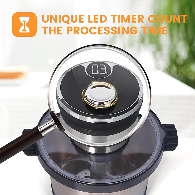 Electric Meat Grinder 850W Food Chopper Food processor with LED timer, with one 16cup stainless steel bowl and 2 sets tri-layers 6 blades cutters