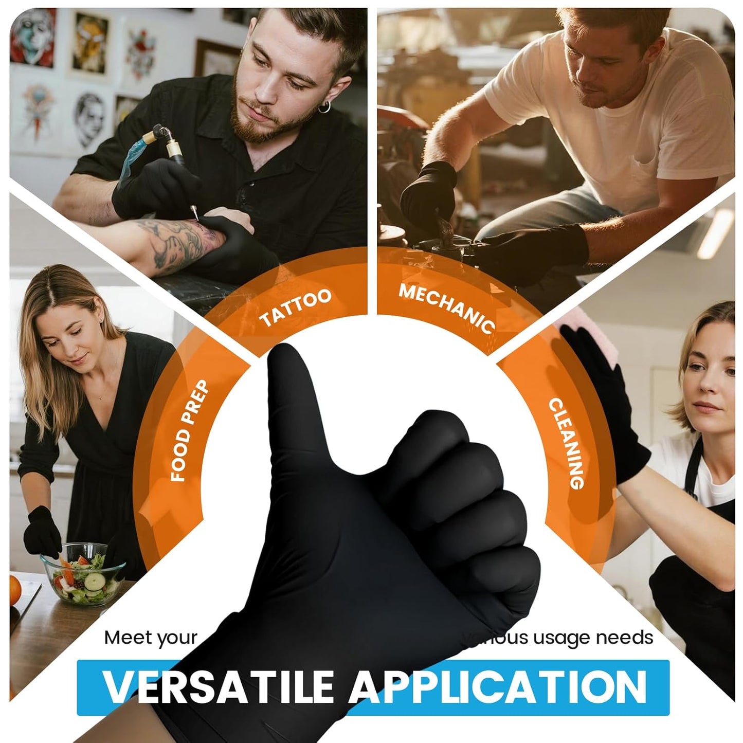 6 mil Disposable Nitrile Gloves, Heavy Duty Disposable Glove, Cooking Gloves, Latex Free, Powder Free (Black of 1000, Medium)