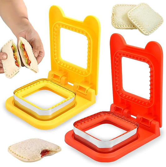 2 PCS Sandwich Cutter and Sealer, Square Cookies & Crustless Bread DIY Maker