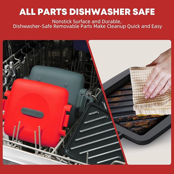 Microwave Toastie Sandwich Maker, Snack Maker & Panini Press, Removable Non-Stick Plates Silicone Microwavable Cookware, Heatwave Technology, Red