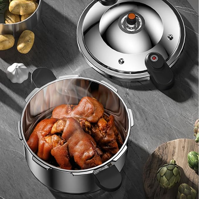 Luqeeg Stainless Steel Pressure Cooker, 80kpa Dual Handle Pressure Canner Large Capacity Pressure Cooking Pot Kitchen Pressure Pan for Gas Stove Electric Stove Induction