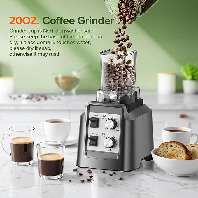 Blenders for Kitchen, Smoothie Blender with Timer - Countertop Blenders with 68oz Dishwasher-Safe Pitcher, Ice Crushing & Frozen Fruit, BPA Free