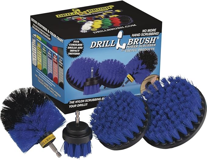 Drillbrush Boat Hull Cleaner Set/Swimming Pool Accessories - Cleaning Drill Brushes for Vinyl Liners - Hot Tubs and Spas Cleaning Brush Kit - Pool Cover Scrubber - Rotary Brushes for Walls and Deck