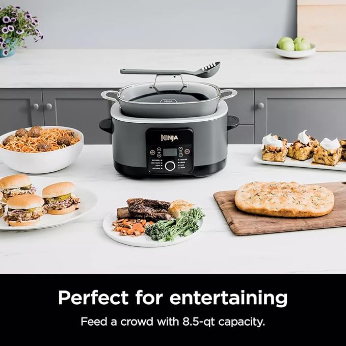 Ninja Foodi PossibleCooker PRO 8.5 Quart Multi-Cooker, with 8 in 1 Slow Cooker Dutch Oven, Steamer, Nonstick, Oven Safe Pot to 500°F - Sea Salt Gray