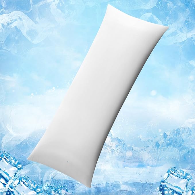 Avolare Cooling Pillow Cases, Arc-Chill Q-max>0.5 Body Pillowcases for Hair Skin and Hot Sleepers, Soft Silky 20" x 54" Summer Long Pillow Cover with Zipper 1 Pack - White