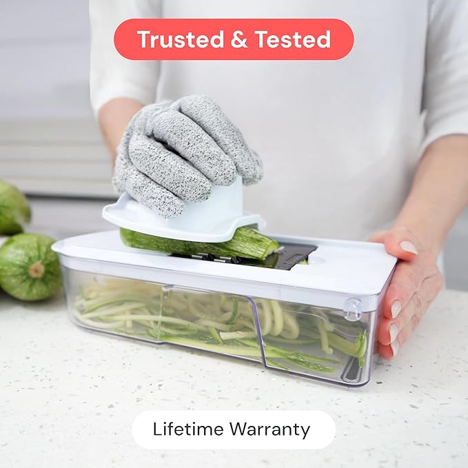 Fullstar Mandoline Slicer for Kitchen - Vegetable Chopper, Onion Potato Food Veggie Fruit Slicer and Cutter with Container, Kitchen Gadgets & Accessories, Home Essentials (6-in-1, Gray/Green)