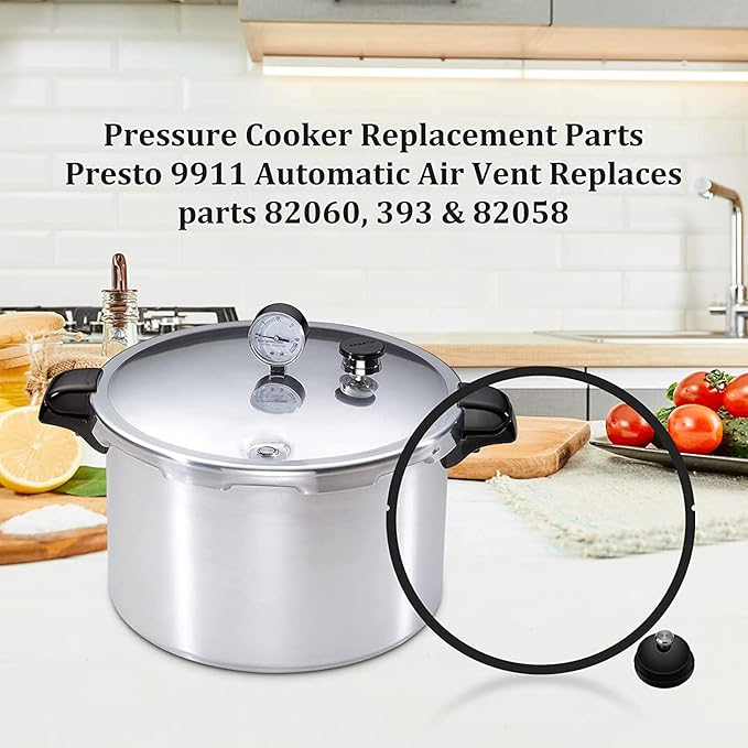 09907 Pressure Cooker Sealing Ring/Gasket Fit for Presto CA16, CA16H & 21 Qt In Box Pressure Canner Sealing Ring & Automatic Air Vent (1075)