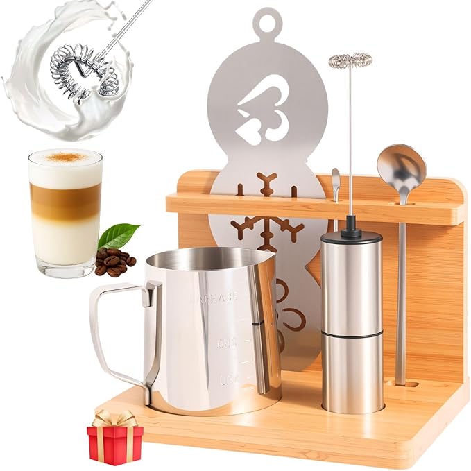 Electric Milk Frother Handheld - Compact Foam Maker with Stand & Accessories, Perfect for Coffee, Cappuccinos, Lattes, & More