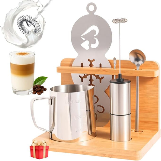 Electric Milk Frother Handheld - Compact Foam Maker with Stand & Accessories, Perfect for Coffee, Cappuccinos, Lattes, & More