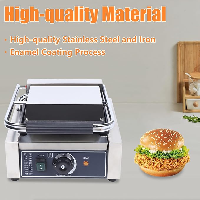 Commercial Panini Press Sandwich Maker Machine 1800W Commercial Electric Griddle Sandwich Press Grill Cheese Sandwich Maker Countertop Panini Grill for Restaurant Cafe