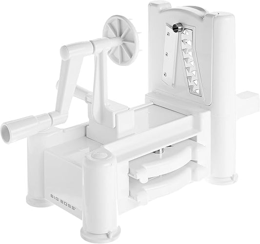 Big Boss Slice-A-Roo Ultimate Tri-Blade Vegetable and Fruit Peeler Spiralizer, White