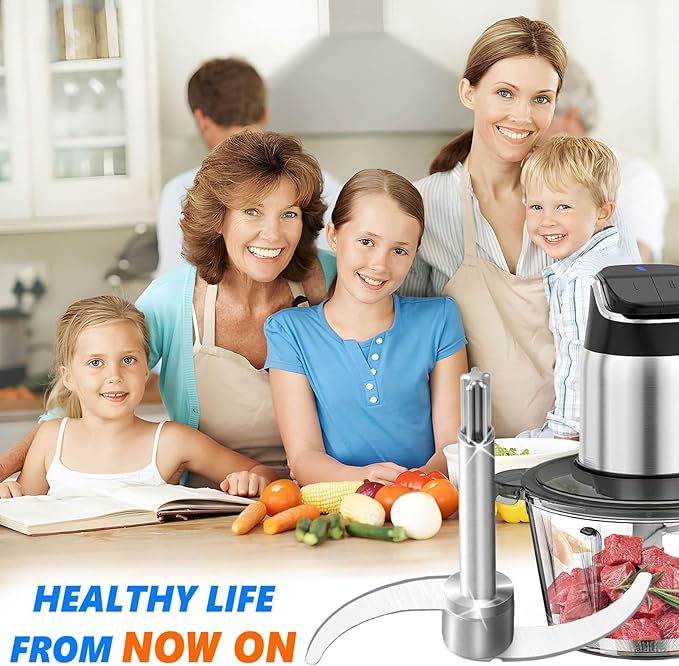 All Stainless Steel Chopping Blade, Plastic-Free Universal 8 Cup Food Processor Blade Compatible with Ganiza, KOIOS, Syvio, Kitchen in the box, Homeasy & More 8 Cup Bowls
