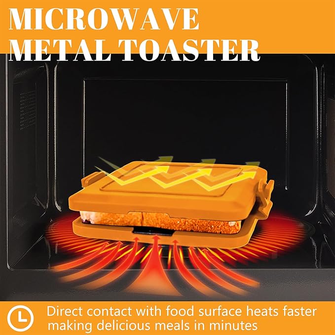 Microwave Sandwich Maker - Microwave Toastie Sandwich Maker，3-in-1 Toastie Panini Press with Dishwasher Safe Design No Electricity Needed Fast Cooking for Travel Friendly/Office/Home(Yellow)