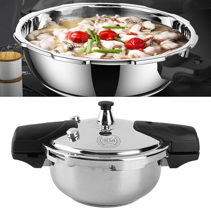 Mini Pressure Cooker 1.8 Liter/1.6 Quart, Small Pressure Cooker, 304 Stainless Steel Pressure Cooker, Safe Explosion Proof Dual Handle fit for Gas Stove Induction Cooker