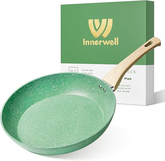 Innerwell Nonstick 11 Inch Skillet, Aluminum, Ergonomic Handle, Non-Toxic, Safe, Healthy, Easy Clean, Suitable for All Stovetops