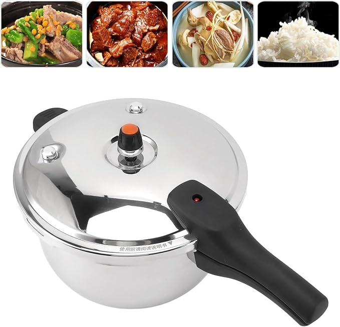 Stainless Steel Pressure Cooker, Fast Cooking Pot with Safety Valve, Multifunctional Design, Intelligent, Universal for Induction Cooktops and Stoves, Comfortable (5L)