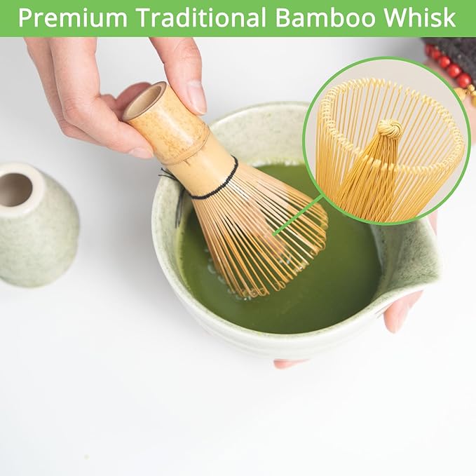 Matcha Whisk Set, Matcha Kit Set with Bowl, Whisk, Bamboo Scoop, Scoop Rest, Sifter - 5 Pcs Matcha Kit for Lover