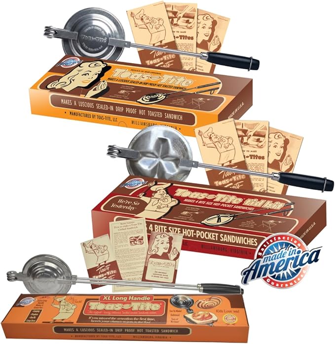 Sandwich Grill, Handheld Sandwich Maker, Hand Toaster, Panini & Sandwich Press for Hot Sandwiches, Pies - Best for RV Camper, Stovetop, Grill, Tool for Portable Cooking 3-Pack