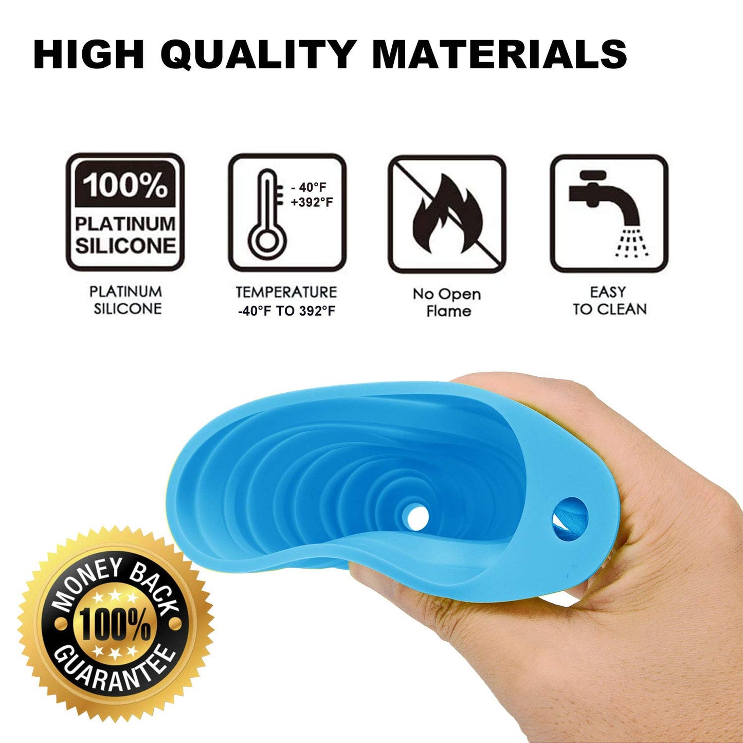 Funnels for Kitchen Use, Food Grade Silicone Collapsible Kitchen Funnel (Blue)
