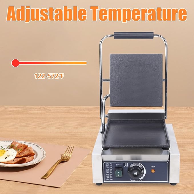 Commercial Panini Press Sandwich Maker Machine 1800W Commercial Electric Griddle Sandwich Press Grill Cheese Sandwich Maker Countertop Panini Grill for Restaurant Cafe