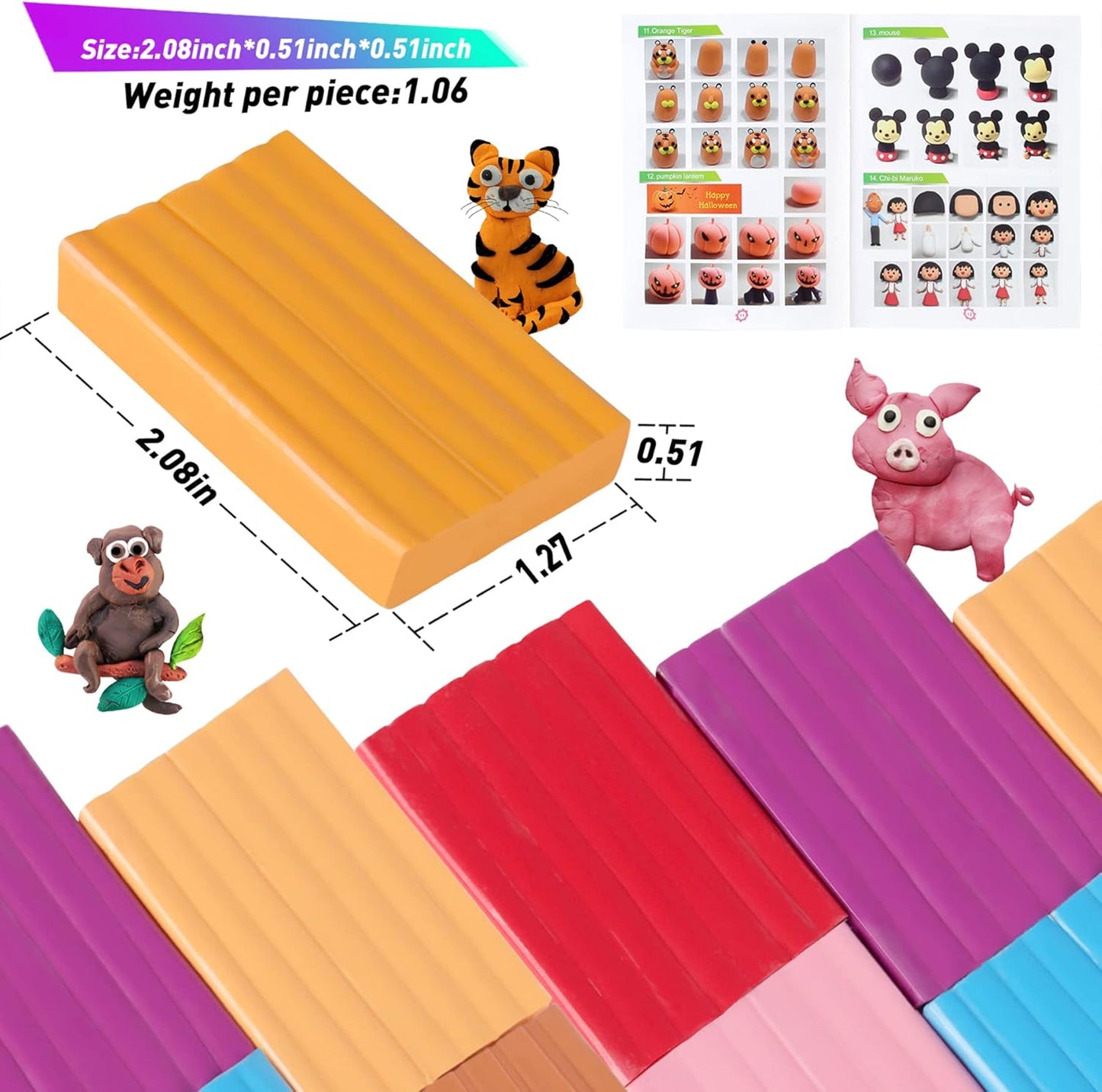 Polymer Clay Sets, 50 Colors Oven Bake Modeling Clay for Kids, Sculpting Tools and Accessories, DIY Model Clay, Ideal Clay for Kids Beginners and Artists