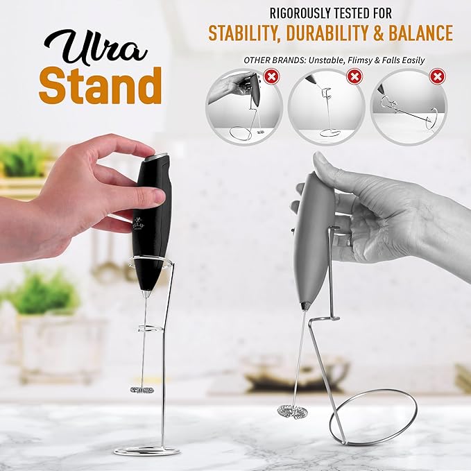 Zulay Kitchen Original Frother Stand - Sturdy, Stainless Steel Stand Holds Multiple Types of Coffee Frothers - Heavy Duty Stand Ideal For Handheld Frothers - Silver