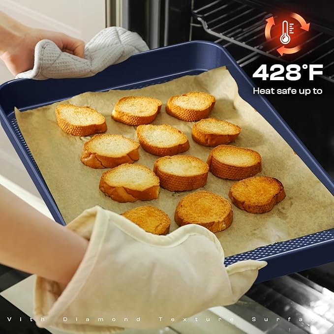 Baking Pans Set 8-Piece Bakeware Sets, Baking Sets for Cooking Nonstick Oven Pan Set, Baking Sheet Set, Cookie Sheets for Baking, Muffin Pan, Ceramic Coated Blue