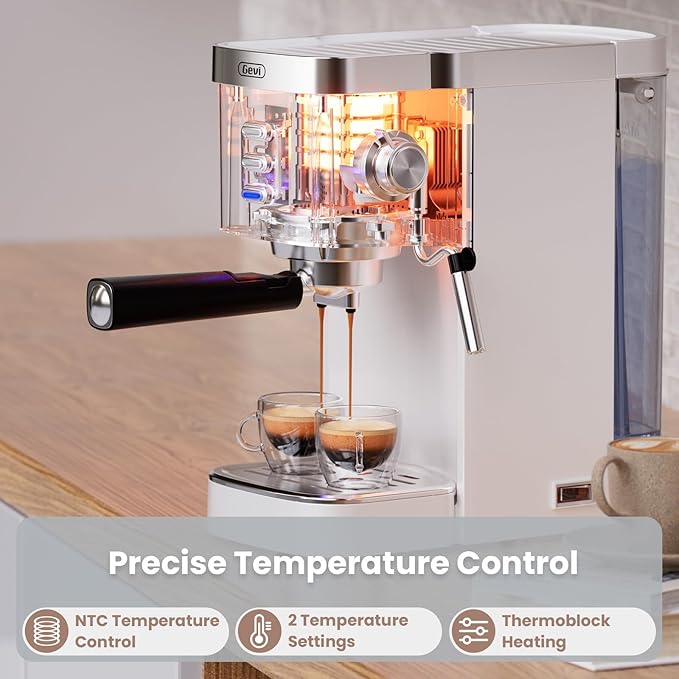 Gevi Espresso Machine 20 Bar High Pressure,Compact Espresso Maker with Milk Frother Steam Wand,Cappuccino,Latte Maker with Adjustable Shot Volume for Home,Gift for Mom and Dad