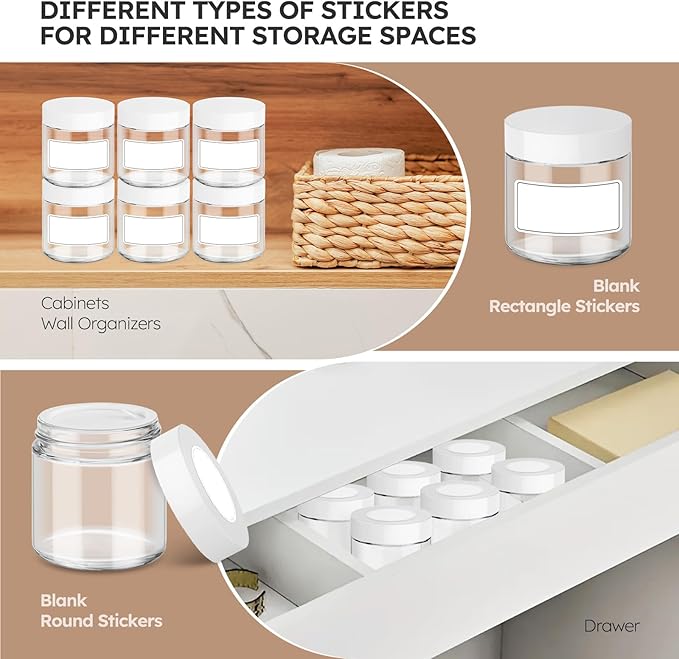 Tecohouse 4 oz Glass Jars with Lids, 48 Pack Clear Cream Canning Mason Jars with Lids, White Labels & Inner Liners, Empty Airtight Round Clear Slime Containers for Spice, Lotion, Ointments