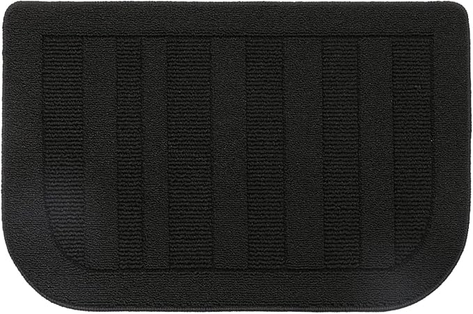 BEQHAUSE 24x36 Inch Kitchen Rug Mat Durable Kitchen Rugs Non-Slip Washable Absorbent Kitchen Mats for Floor Dirt-Resistant Semicircular Kitchen Mat (Black)