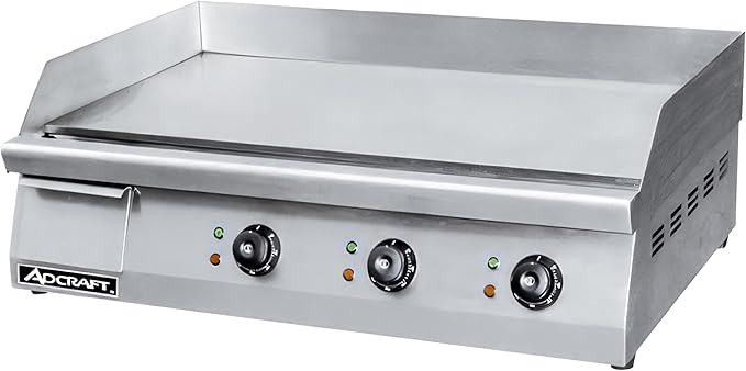 Adcraft 30" Countertop Electric Griddle with Thermostatic Controls and Heavy Duty with Temperatures ranging from 120-570 Degrees, NSF Certified, 220V, 30-inch, Stainless Steel